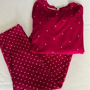 Joyspun Fuchsia Polka Dot Velour Jammie Set